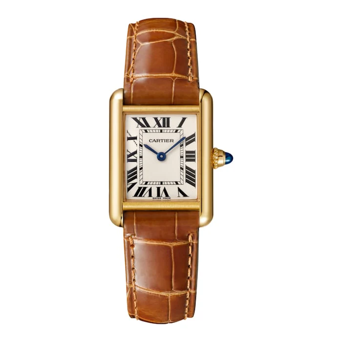 Cartier Tank Louis Cartier Watch Small Model, Quartz Movement, Yellow Gold, Leather Luxury Watch WGTA0342