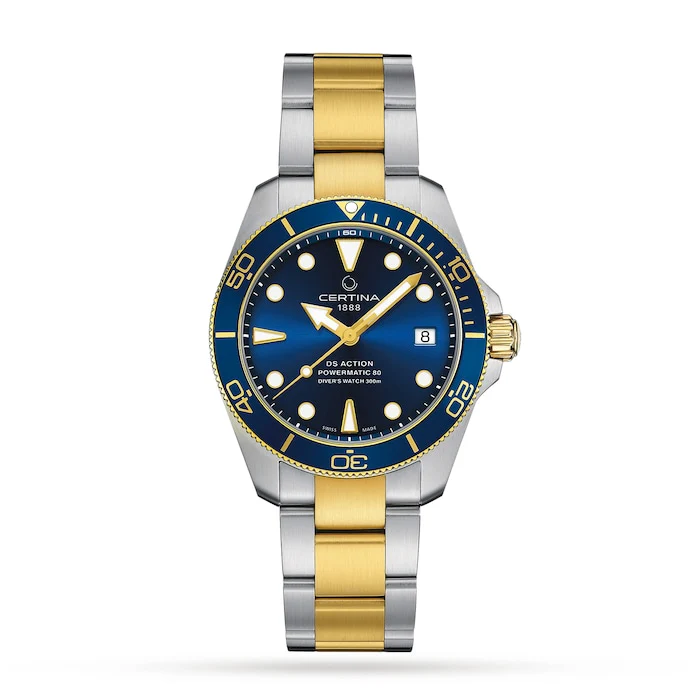 Certina Automatic 38mm Men’s Watch with Blue Material Dial, Stainless Steel Case & Bracelet, 300m Water Resistant / C0328072204110