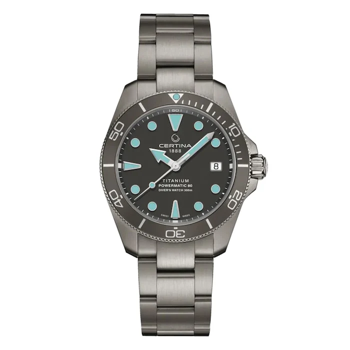 Certina Automatic 38mm Men’s Watch with Grey Material Dial, Titanium Case, 200m Water Resistant / C0328074408100