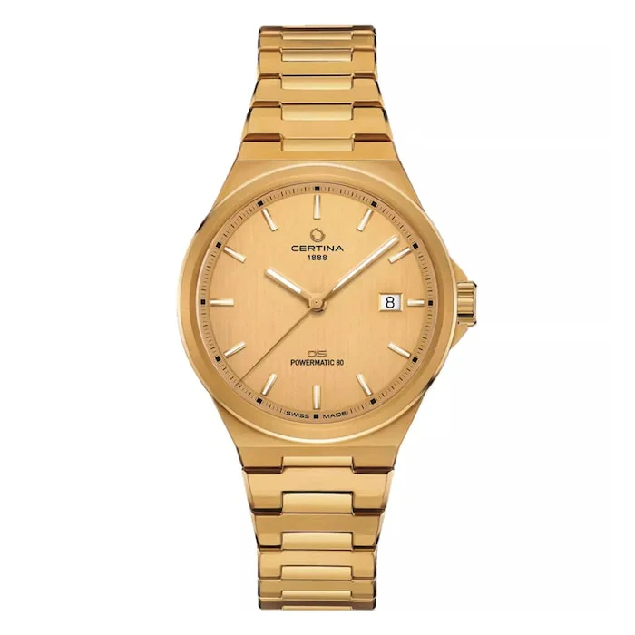 Certina Automatic 39mm Men’s Watch with Gold Material Dial, Stainless Steel Case & Bracelet, 100m Water Resistant / C0434073336100