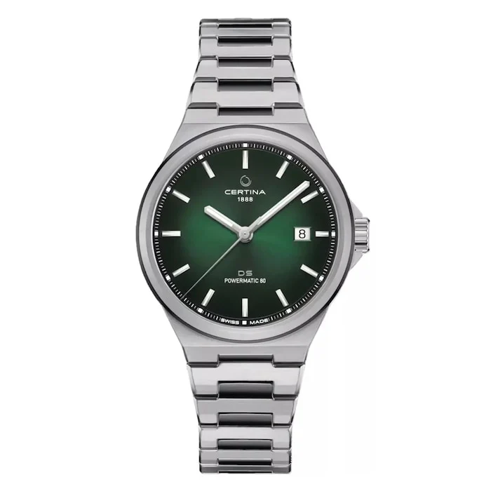 Certina Automatic 39mm Men’s Watch with Green Material Dial, Stainless Steel Case & Bracelet, 100m Water Resistant / C0434072209100