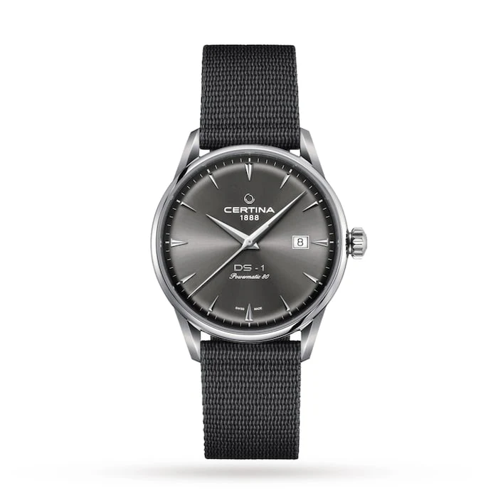 Certina Automatic 40mm Men’s Watch with Grey Material Dial, Stainless Steel Case, 100m Water Resistant / C0298071108102