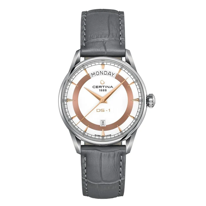 Certina Automatic 40mm Men’s Watch with White Material Dial, Stainless Steel Case, 100m Water Resistant / C0294301601101