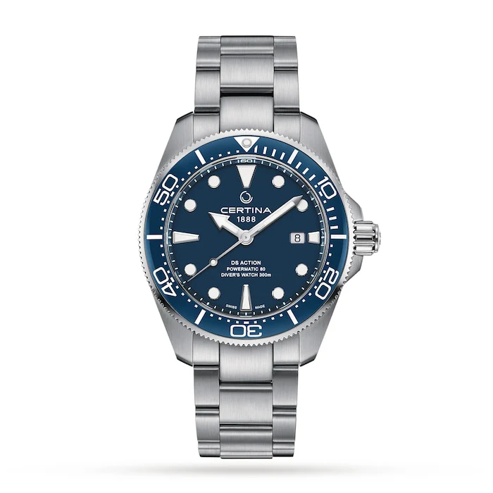 Certina Automatic 43mm Men’s Watch with Blue Material Dial, Stainless Steel Case & Bracelet, 300m Water Resistant / C0326071104100
