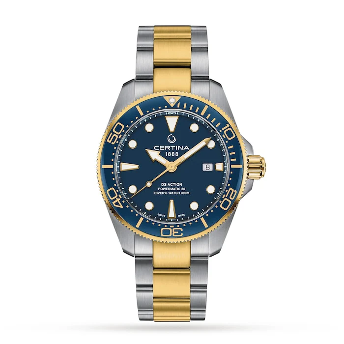 Certina Automatic 43mm Men’s Watch with Blue Material Dial, Stainless Steel Case & Bracelet, 300m Water Resistant / C0326072204100