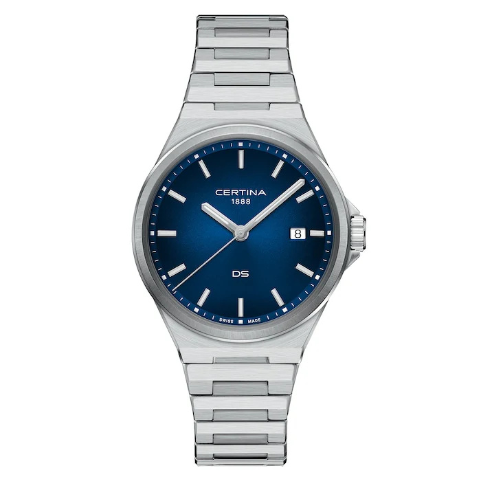 Certina DS-7 Quartz 39mm Unisex Watch Blue Luxury Watch Swiss Made High Precision Movement C0434101104100