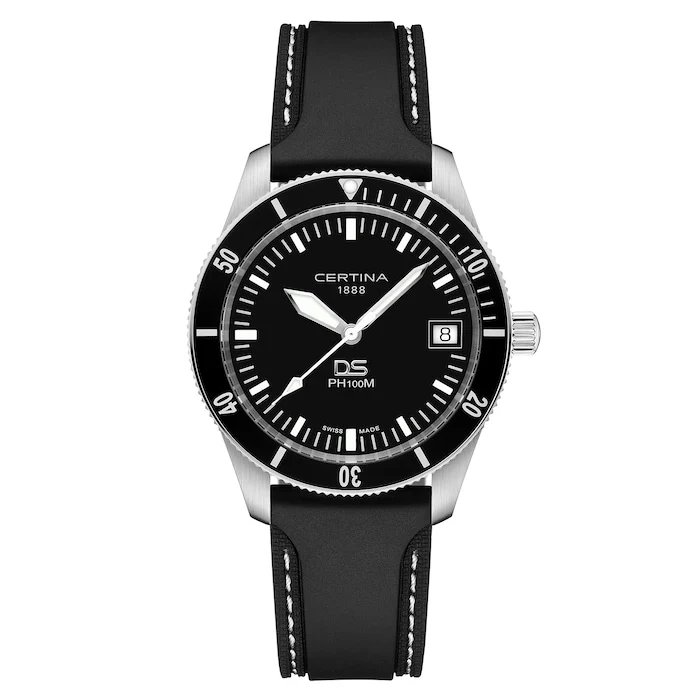 Certina DS PH100 40.5mm Unisex Watch Black Luxury Watch Swiss Made High Precision Movement C0444101705000