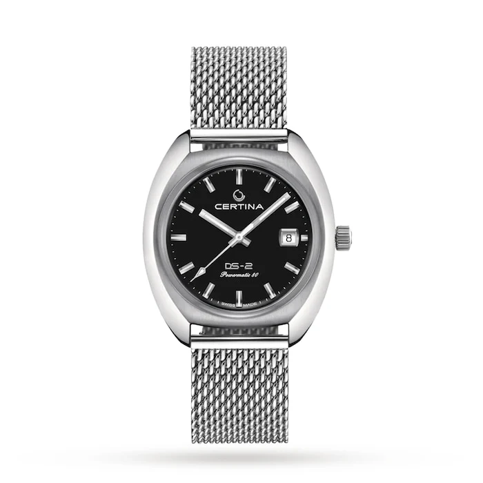 Certina Heritage Automatic 40mm Men’s Watch with Black Material Dial, Stainless Steel Case & Bracelet, 200m Water Resistant / C0244071105100