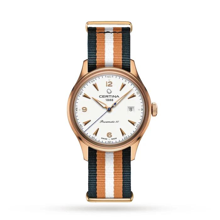 Certina Heritage Automatic 41mm Men’s Watch with White Material Dial, Stainless Steel Case, 100m Water Resistant / C0384073803700
