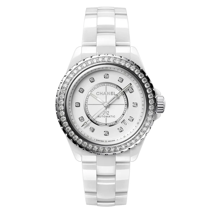 CHANEL J12 DIAMOND BEZEL WATCH CALIBRE 12.1, 38 MM Luxury Watch Swiss Made High Precision Movement H7189