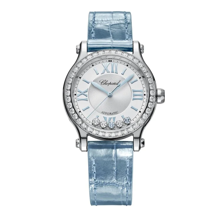Chopard Happy Sport 33mm Aqua Marine Limited Editon Ladies Watch Silver Luxury Watch Swiss Made 278608-3009