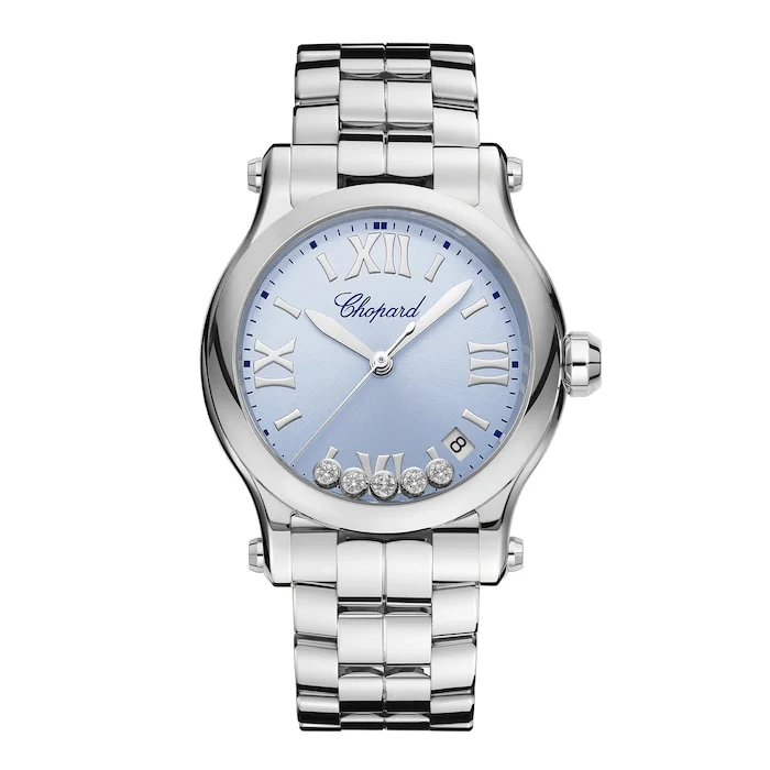 Chopard Happy Sport 36mm, Quartz, Lucent Steelâ„¢, Diamonds - Blue Luxury Watch Luxury Watch 278582-3008