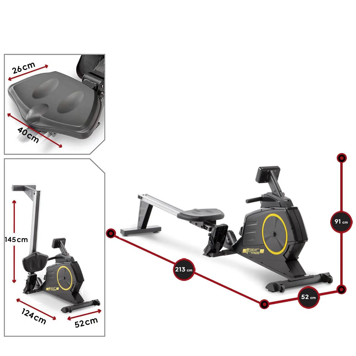 Circuit Fitness 986RW Deluxe Magnetic Folding Rowing Machine - Image 8