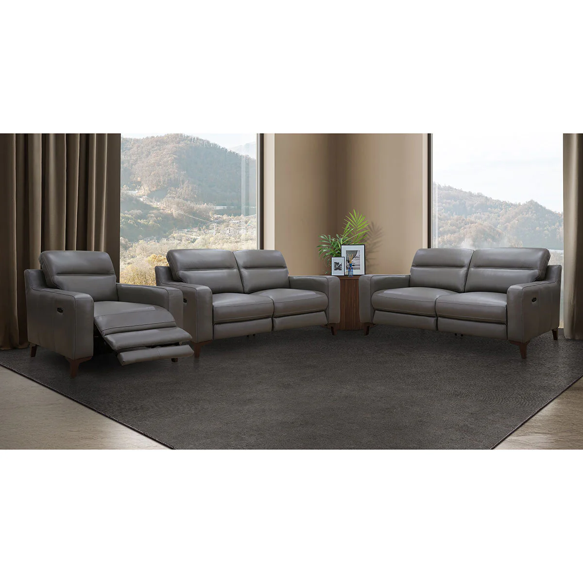 Colby Dark Grey Leather Armchair with Power Footrest - Image 8