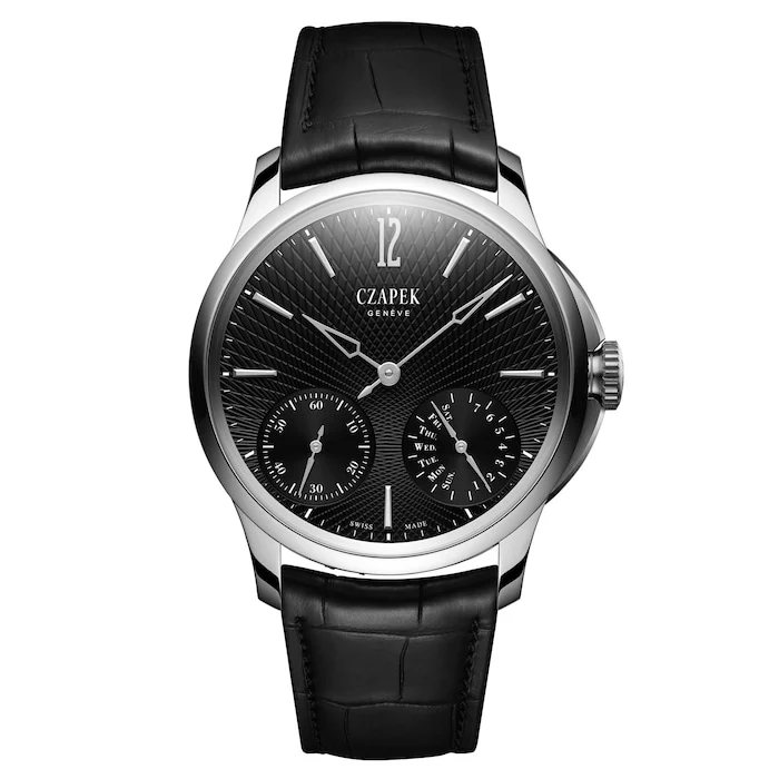 Czapek Automatic Men’s Watch with Black Material Dial, Stainless Steel Case, 50m Water Resistant / QdB Tuxedo Black