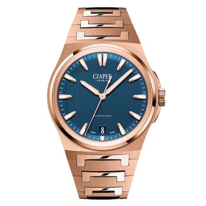 Czapek Automatic Men’s Watch with Blue Material Dial, Gold Case, 120m Water Resistant / PdD Mount Erebus