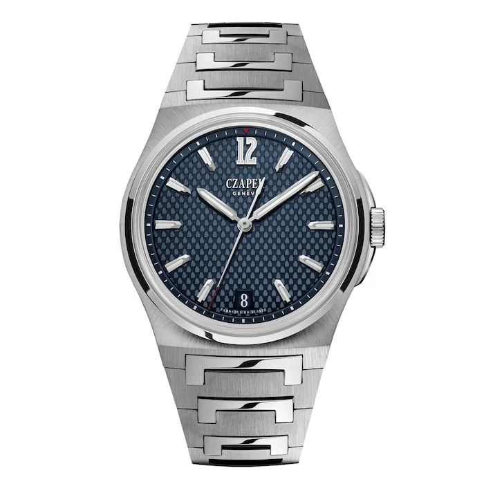 Czapek Sport Automatic Menâs Watch with Blue Material Dial, Stainless Steel Case & Bracelet, 120m Water Resistant / PdD Deep Blue
