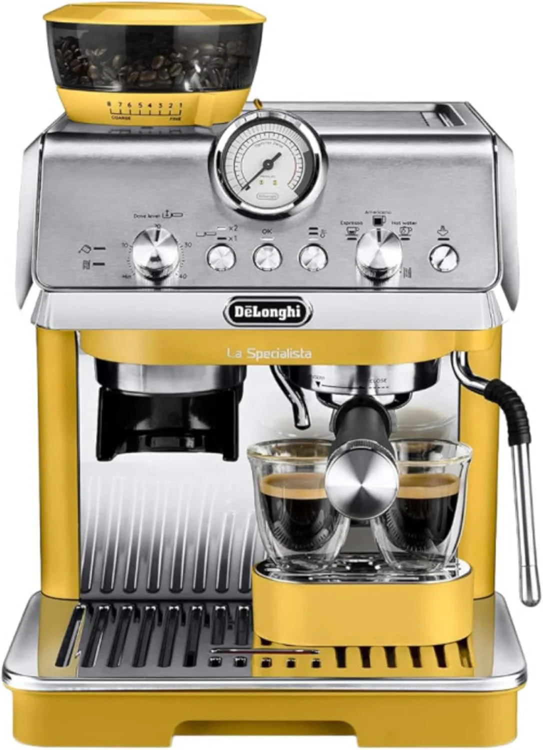 De'Longhi La Specialista Arte EC9155.YE, Barista Pump Espresso Machine, Bean to Cup Coffee and Cappuccino Maker, 8 Grinding Settings, MyLatte Art Frothing Wand, 1550W, Yellow - Image 3