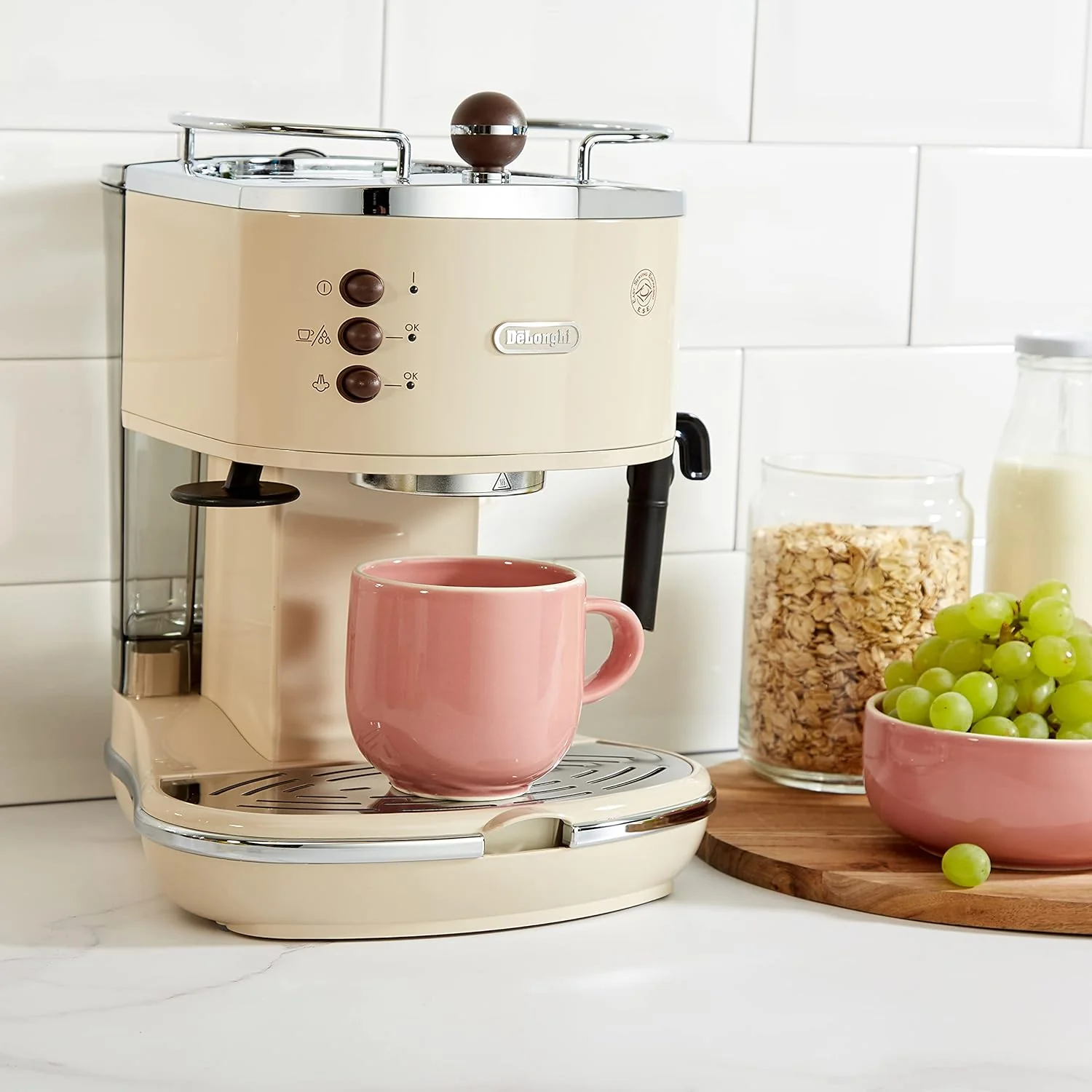 De'Longhi Vintage Icona Traditional Barista Pump Espresso Machine, Coffee and Cappuccino Maker, ECOV311BG, 1.4 liters, Cream - Image 7