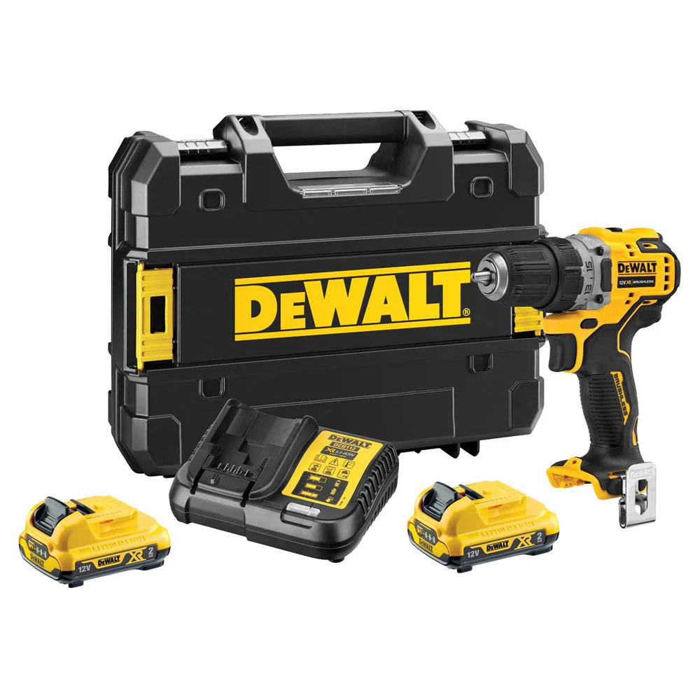 Dewalt DCD701D2 12V XR Brushless Compact Drill Driver with 2 x 2.0Ah Battery Charger & Case