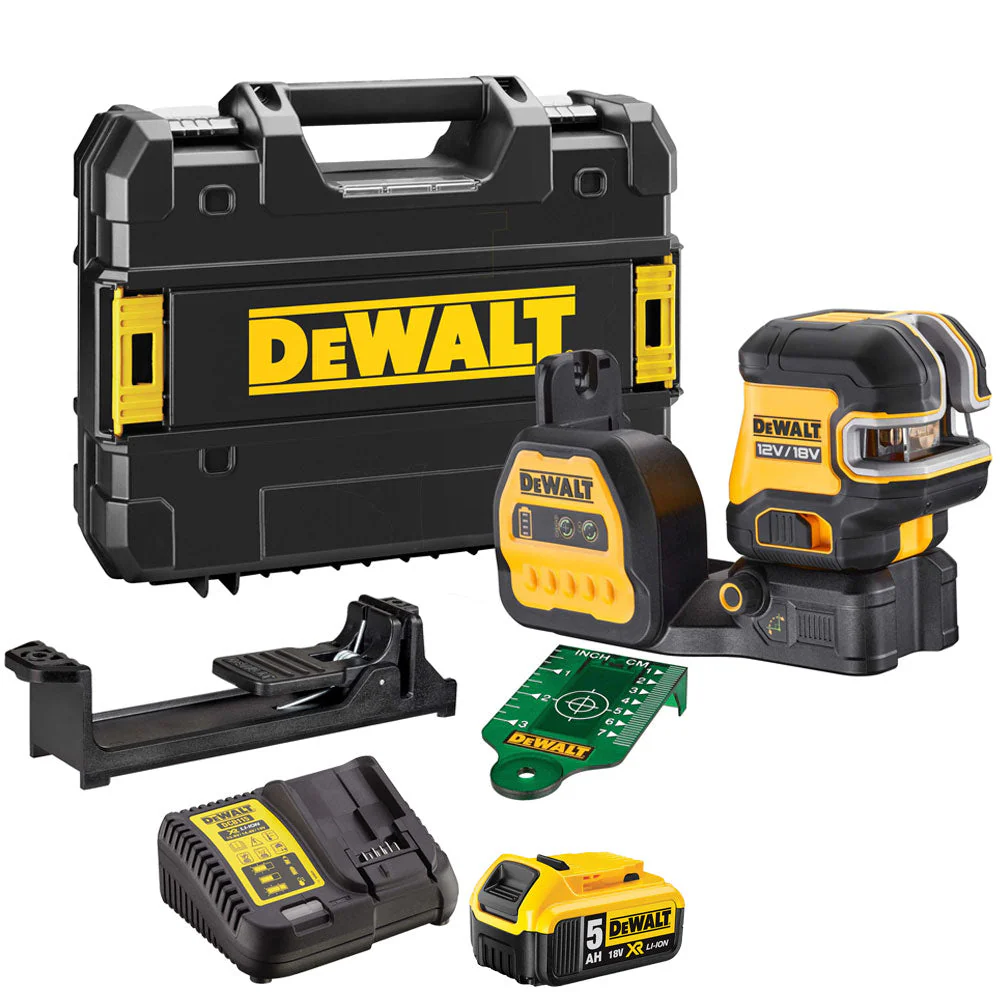 Dewalt DCE825NG18 18V 5 Spot/Cross Green Beam Laser 1 x 5.0Ah Battery & Charger
