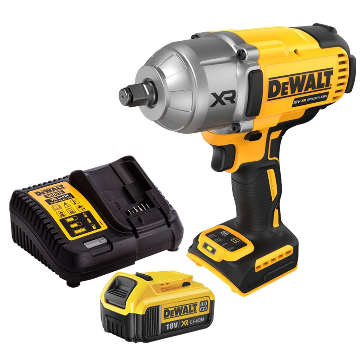 Dewalt DCF900N 18V XR Brushless 1/2ā High Torque Impact Wrench Hog Ring with 1 x 4.0Ah Battery & Charger