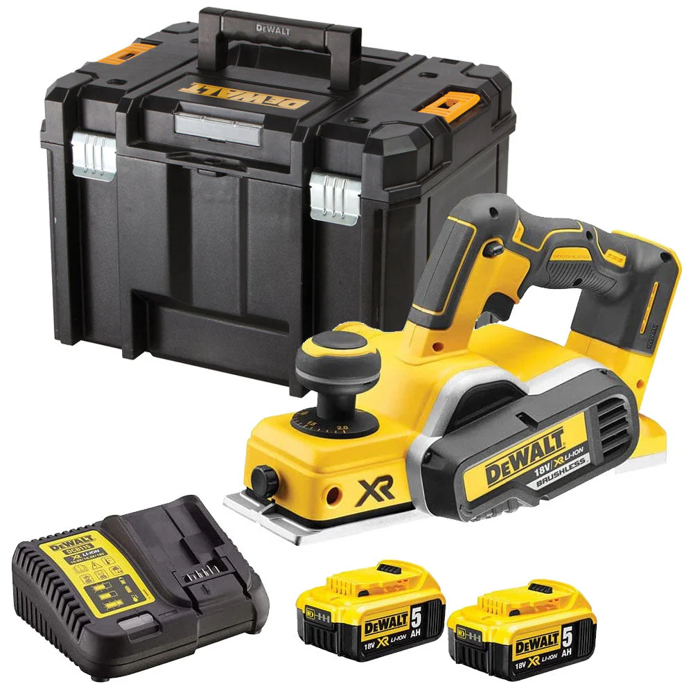 Dewalt DCP580N 18V Brushless 82mm Planer with 2 x 5.0Ah Batteries & Charger in Case