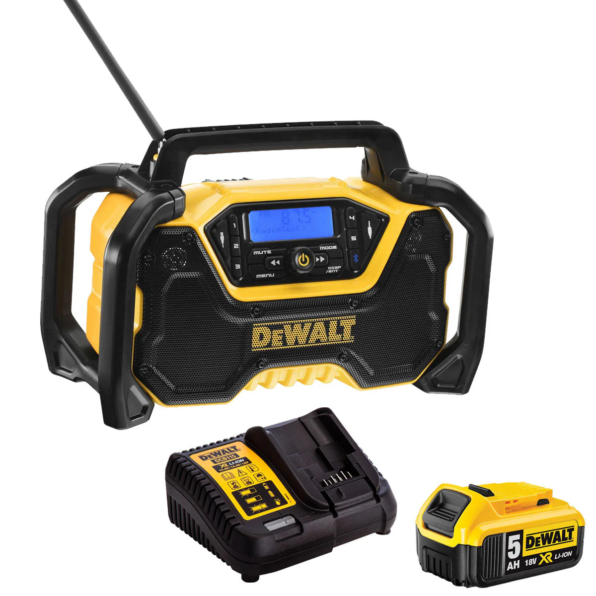 Dewalt DCR029 12-18V XR Compact Bluetooth Radio with 1 x 5.0Ah Battery & Charger