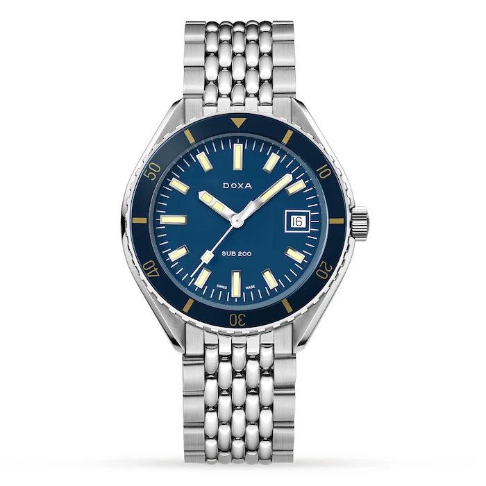 DOXA Automatic 42mm Men’s Watch with Blue Material Dial, Stainless Steel Case & Bracelet, 200m Water Resistant / 799.10.201.10