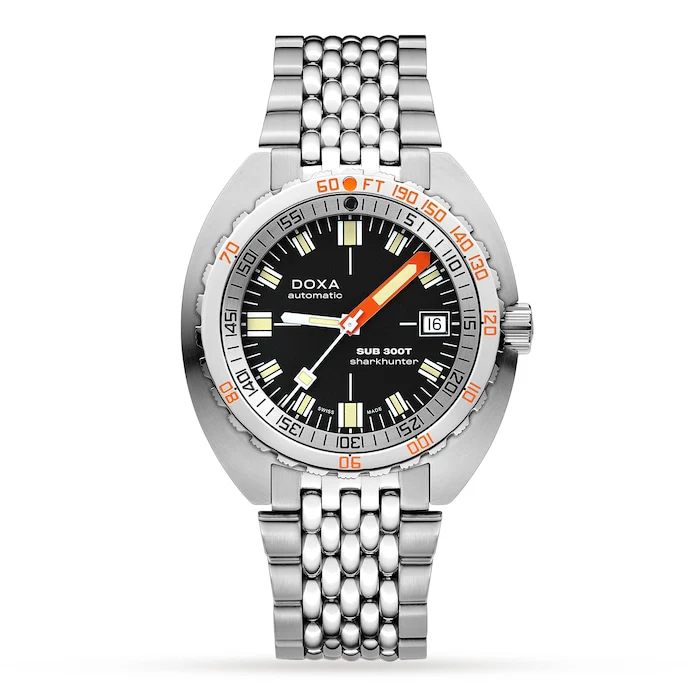 DOXA Automatic Men’s Watch with Black Material Dial, Stainless Steel Case & Bracelet, 200m Water Resistant / 840.10.101.10