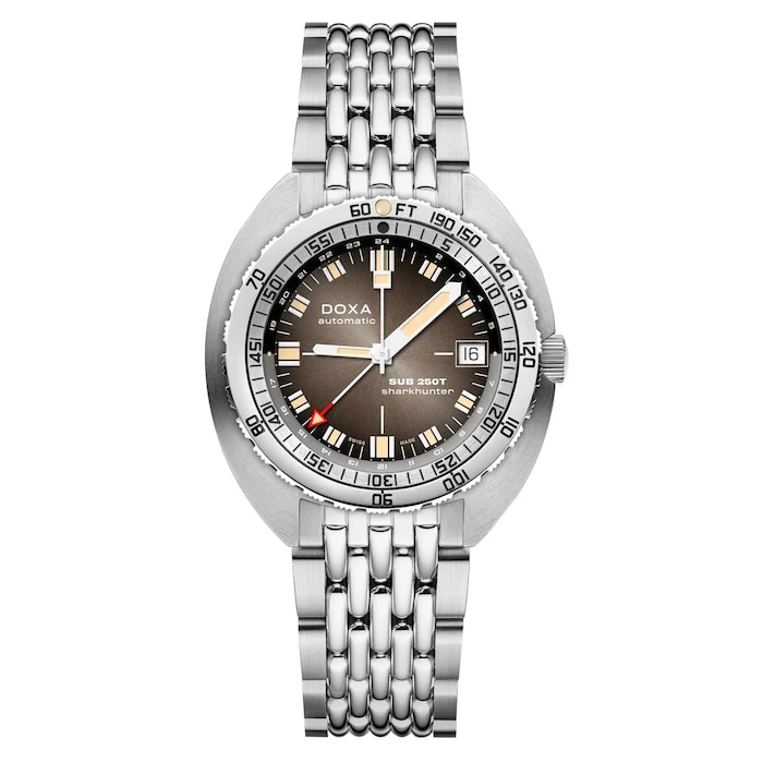 DOXA Heritage Automatic 40mm Men’s Watch with Grey Material Dial, Stainless Steel Case & Bracelet, 250m Water Resistant / 855.10.101V.10