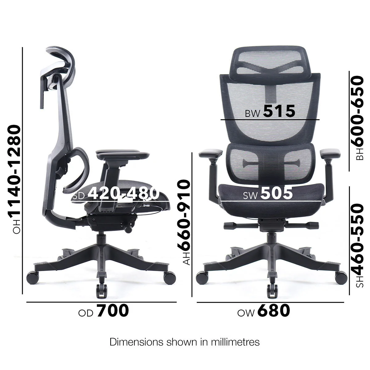 Elise Mesh Operator Chair with Adjustable Headrest - Image 2