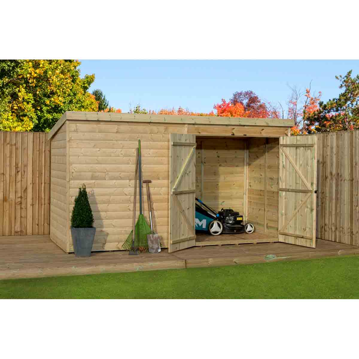 Empire 4000 Pent 14x7ft Wooden Garden Shed Double Door Right - Image 2