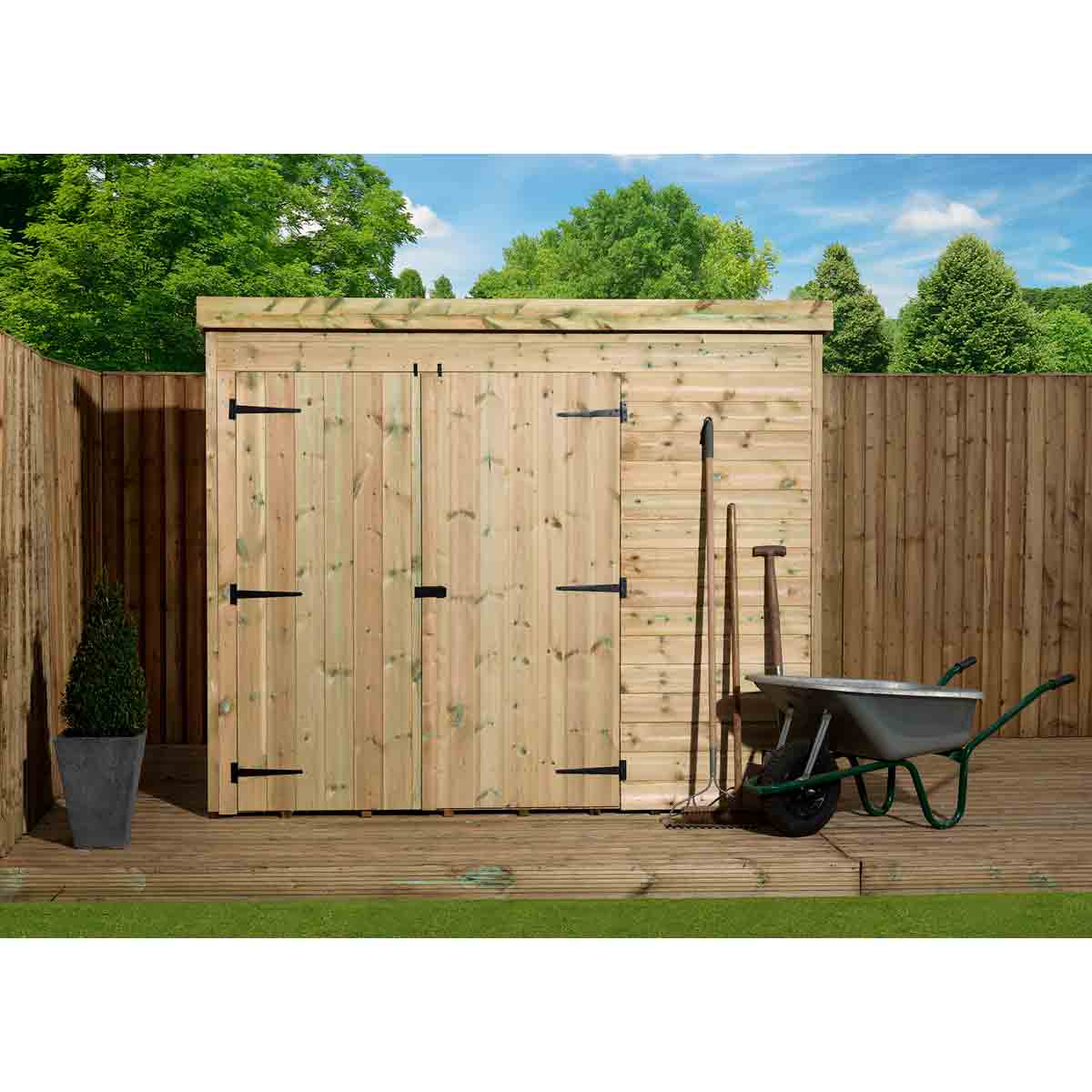 Empire 4000 Pent 8x5ft Wooden Garden Shed Double Door Le - Image 2
