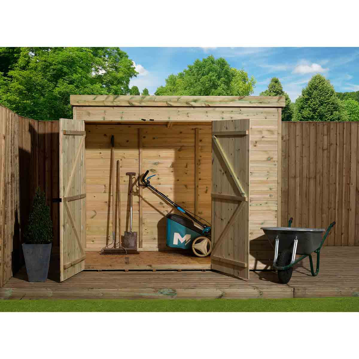Empire 4000 Pent 8x5ft Wooden Garden Shed Double Door Le - Image 3