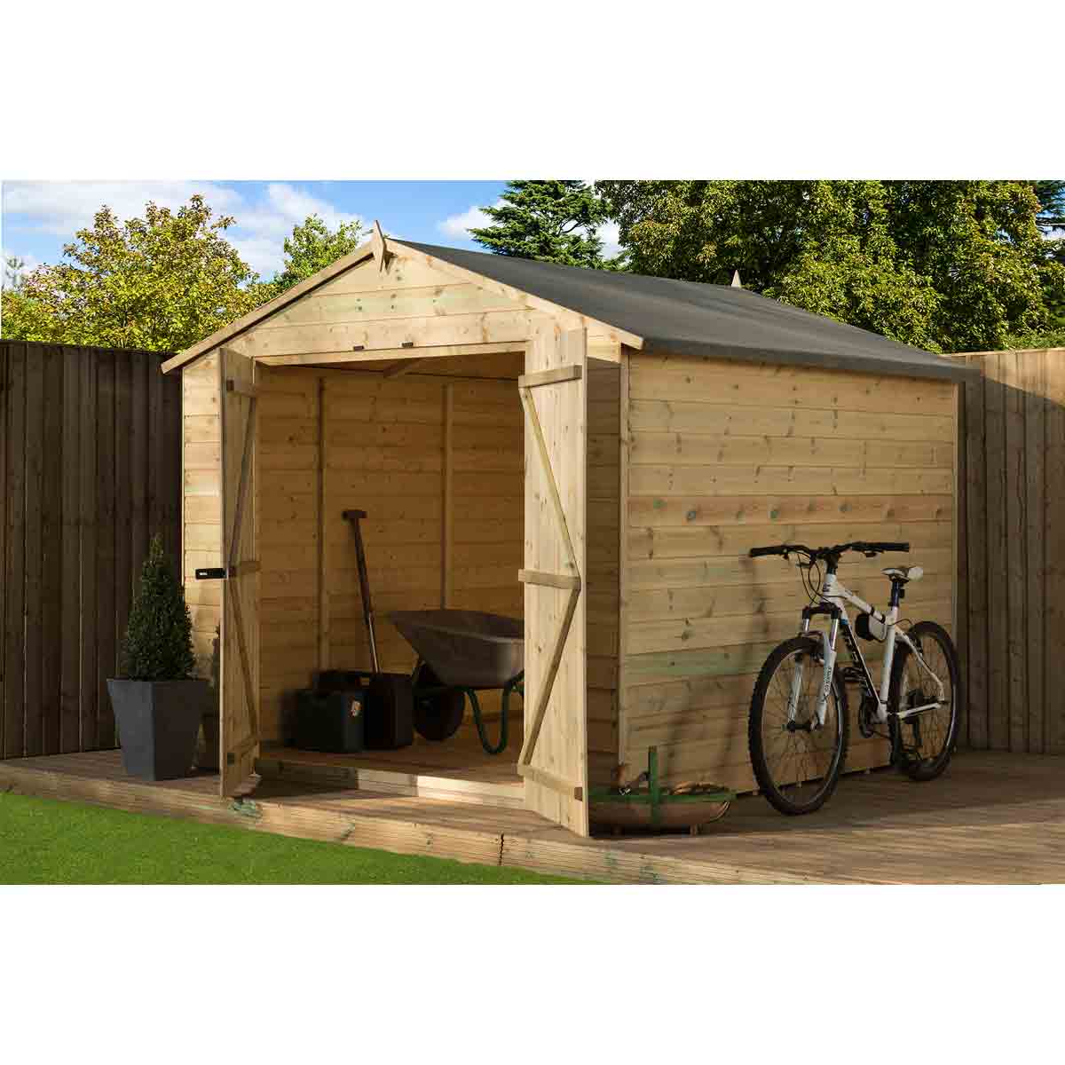 Empire 9500 8x8ft Premier Wooden Garden Shed Apex Shed Double Door - Image 2