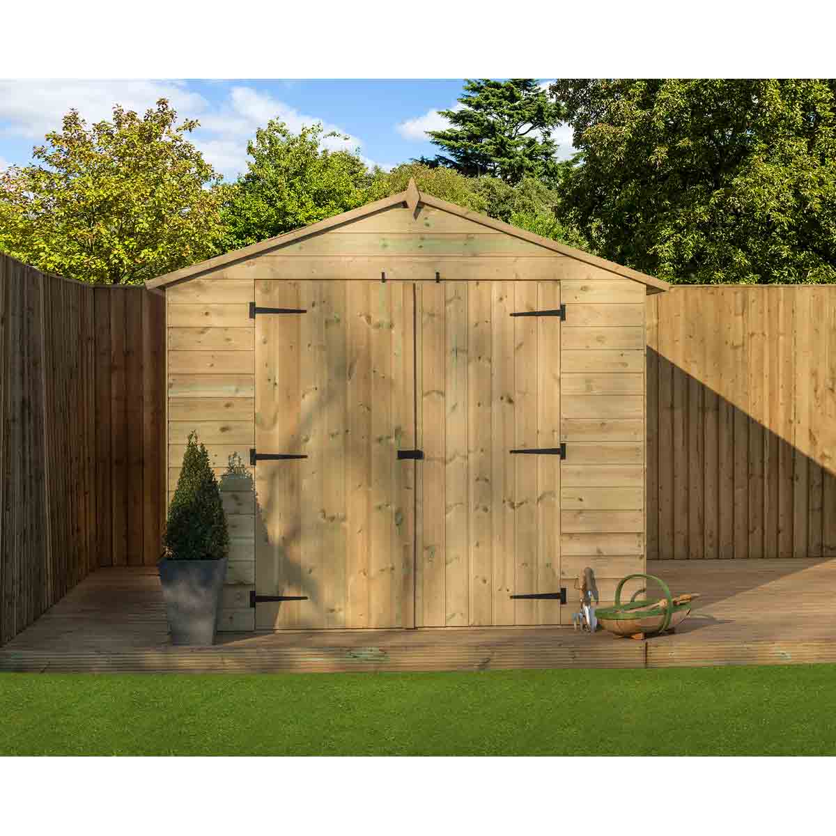 Empire 9500 8x8ft Premier Wooden Garden Shed Apex Shed Double Door - Image 3