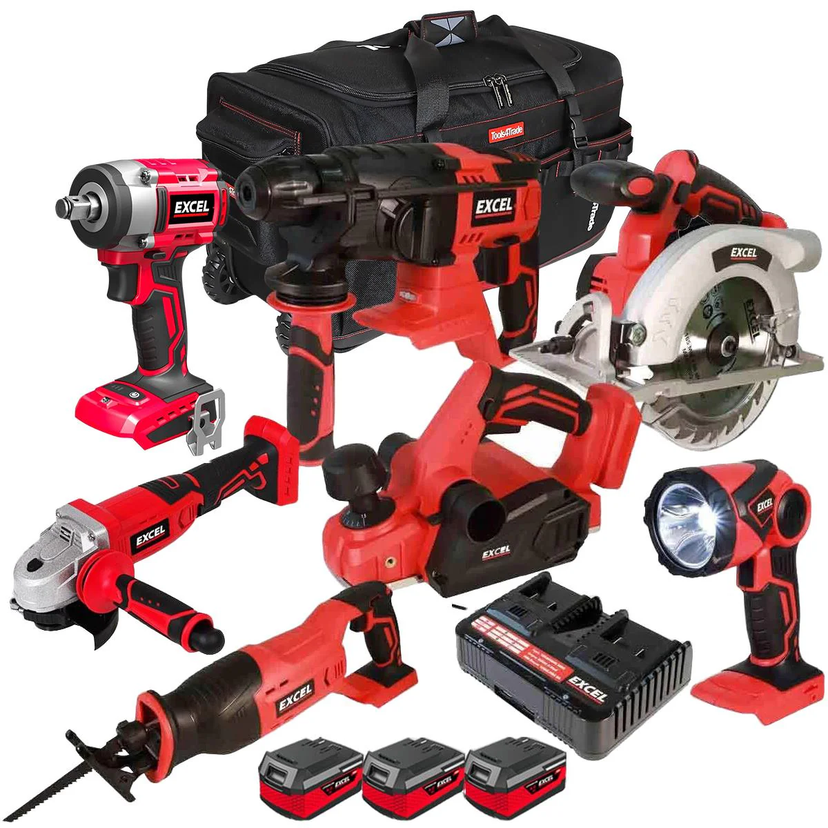 Excel 18V 7 Piece Combo Kit with 3 x 4.0Ah Batteries EXL10206