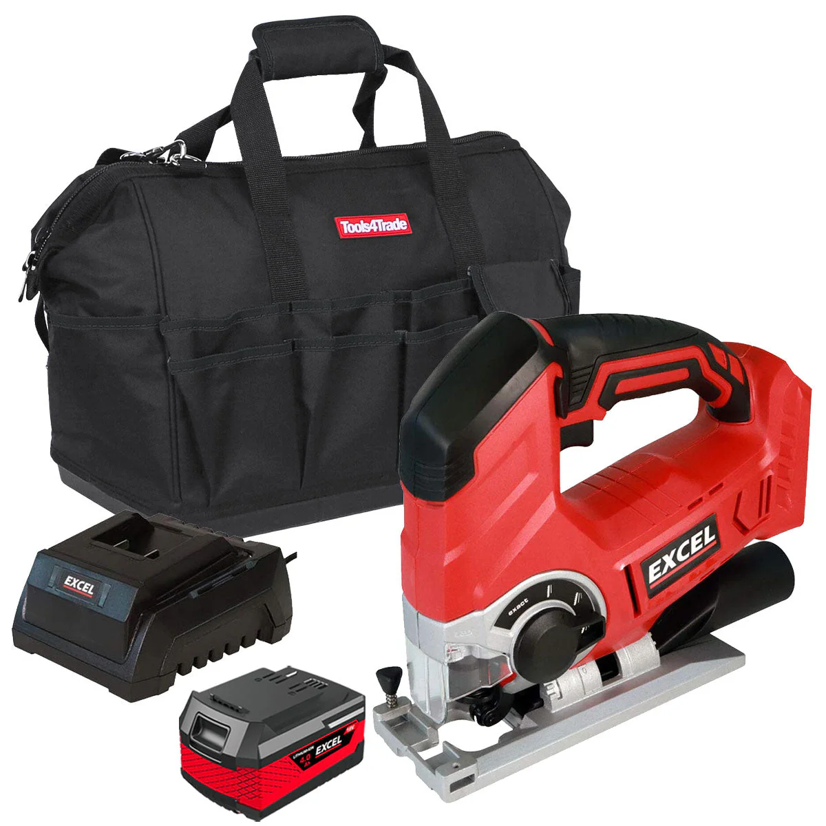 Excel 18V Cordless Jigsaw with 1 x 4.0Ah Battery Charger & Bag EXL581B