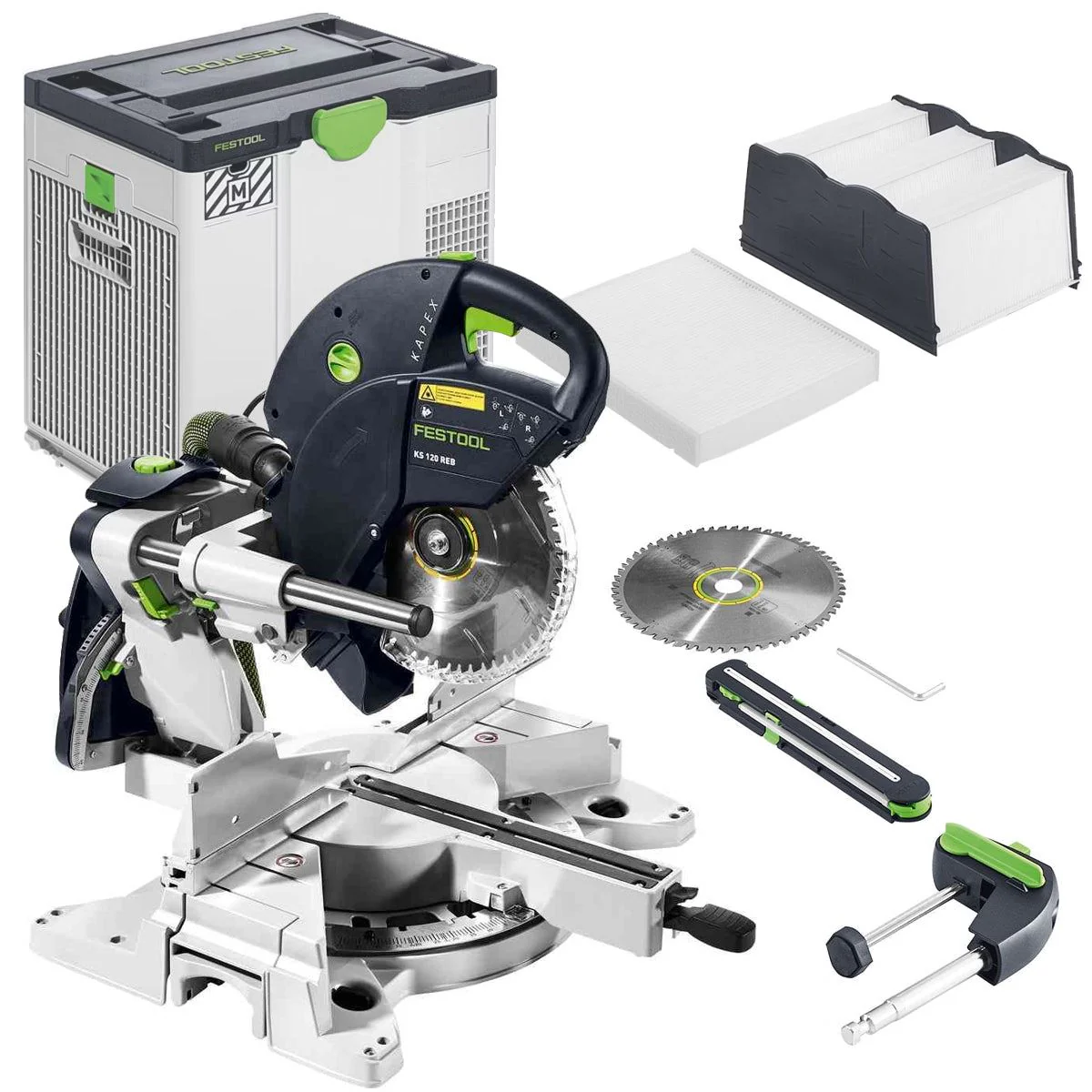 Festool KAPEX KS 120 REB 230V GB 260mm Sliding Compound Mitre Saw - 575304 With SYS-AIR M Air purifier 577785