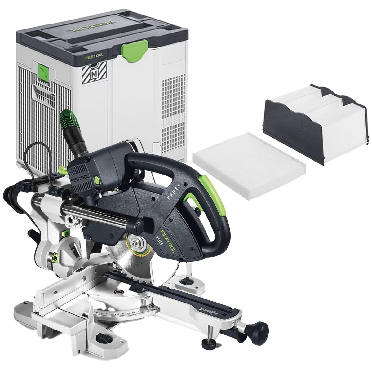 Festool KS 60 E 230V GB 216mm Sliding Compound Mitre Saw - 561684 With SYS-AIR M Air Purifier 577785