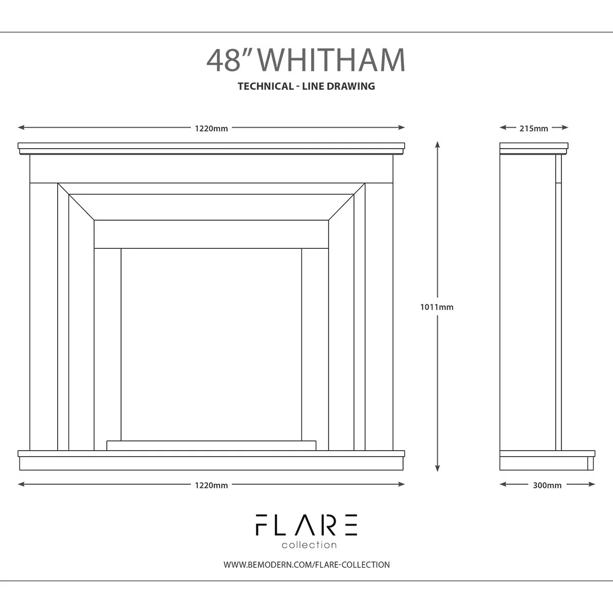 Flare Whitham Electric Fireplace Suite in White, 2kW - Image 2