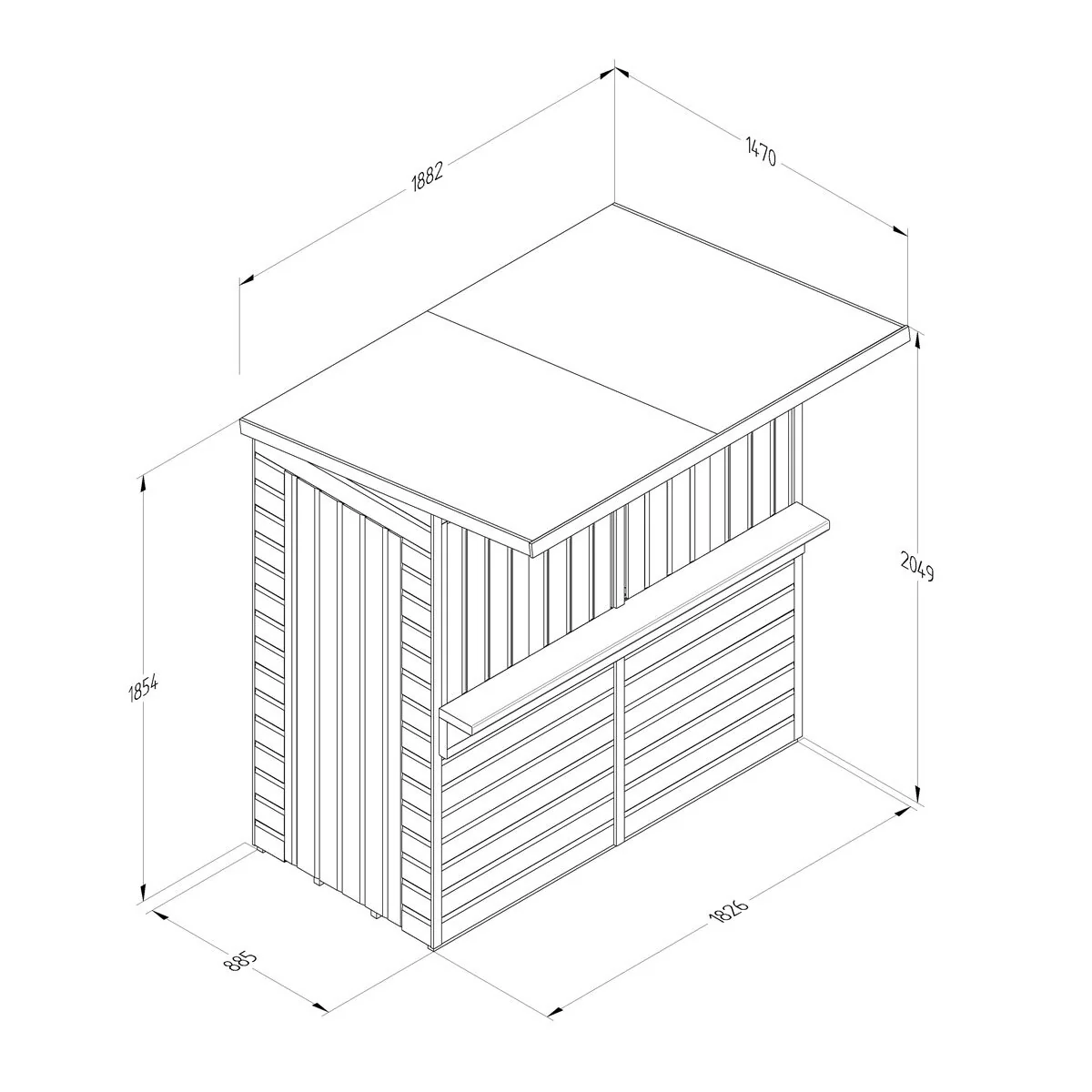 Forest Garden 6ft x 3ft (1.8 x 0.9m) Wooden Garden Bar Entertainment Shed - Image 2