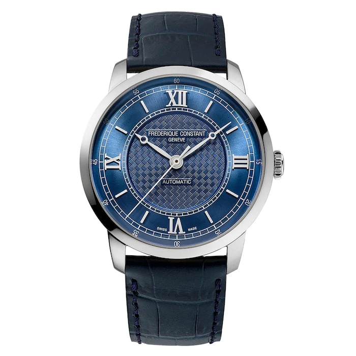 Frederique Constant Elegance Automatic 50mm Men’s Watch with Blue Material Dial, Stainless Steel Case, 50m Water Resistant / FC-301N3B6