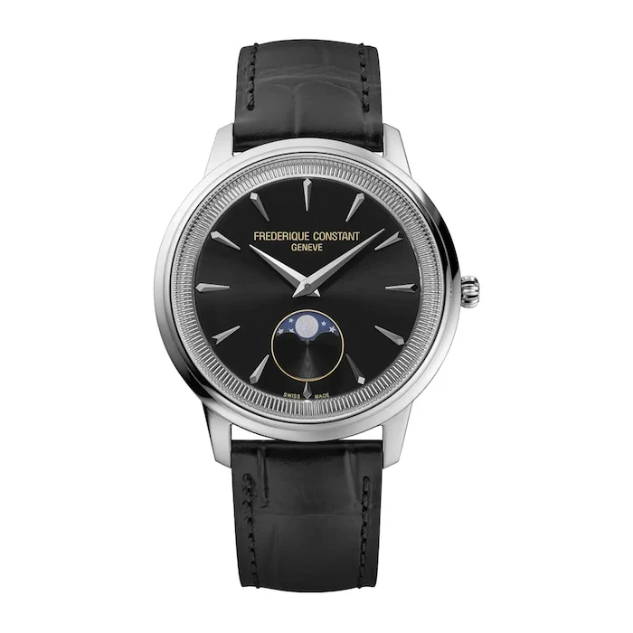 Frederique Constant Quartz 37mm Men’s Watch with Black Material Dial, Stainless Steel Case, 50m Water Resistant / FC-206B3S6