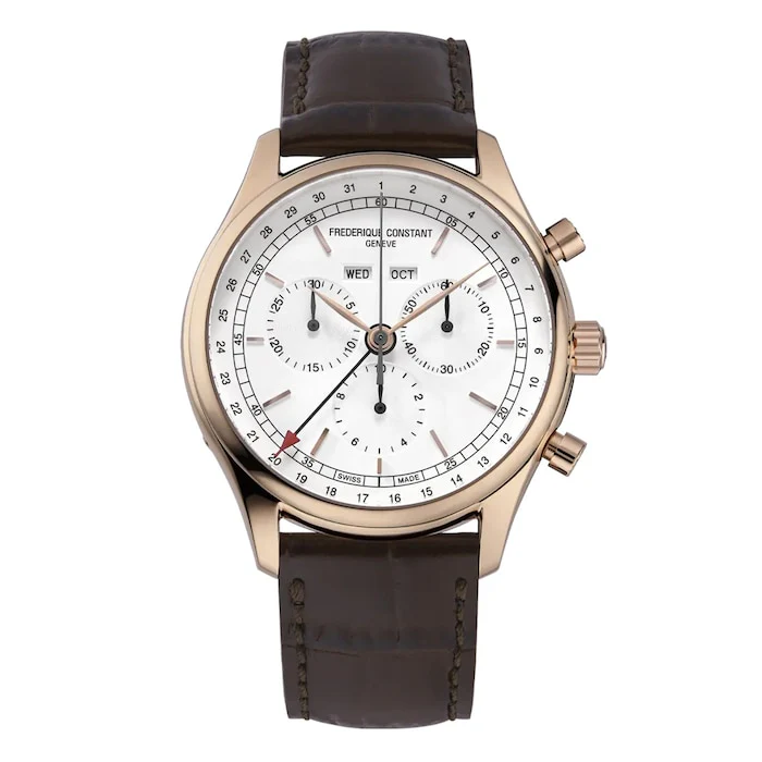 Frederique Constant Quartz 40mm Men’s Watch with White Material Dial, Stainless Steel Case, 30m Water Resistant / FC-296SW5B4
