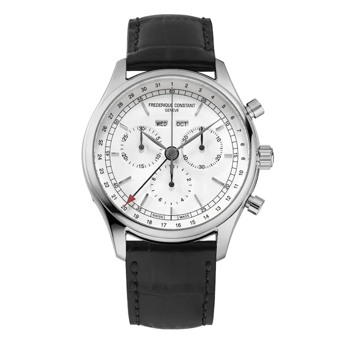 Frederique Constant Quartz 40mm Men’s Watch with White Material Dial, Stainless Steel Case, 30m Water Resistant / FC-296SW5B6