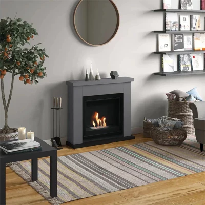 Frode Bioethanol Fireplace - Grey Freestanding Bioethanol Fireplace, Ventless Ethanol Fireplace,