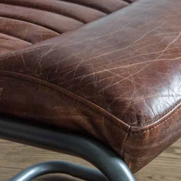 Gallery Capri Brown Leather Cantilever Dining Chair - Image 4