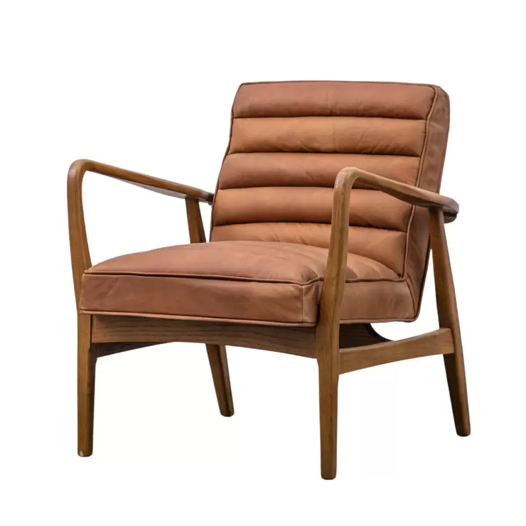 Gallery Datsun Brown Leather Armchair - Image 2
